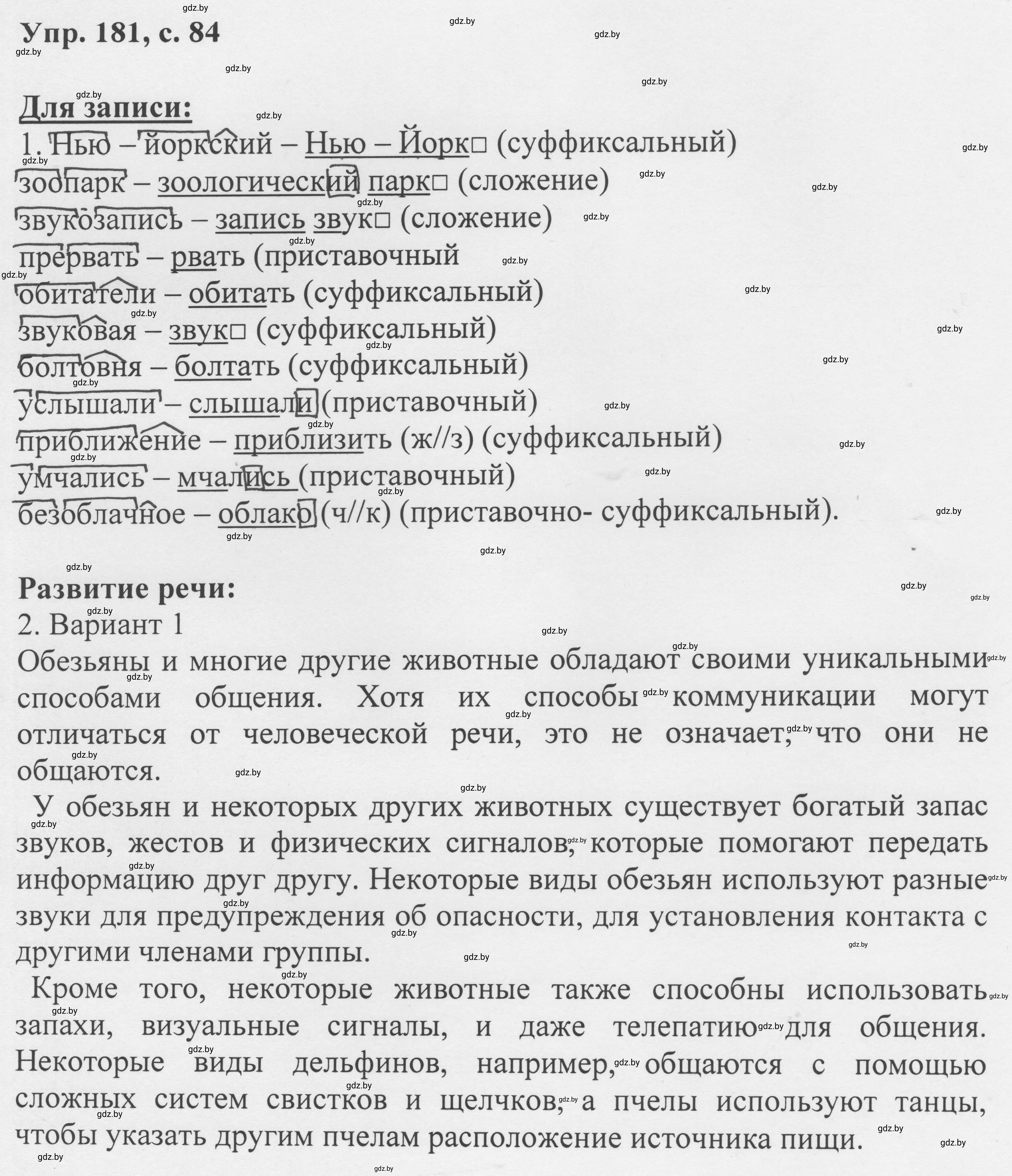 Решение 2. номер 181 (страница 84) гдз по русскому языку 6 класс Мурина, Игнатович, учебник