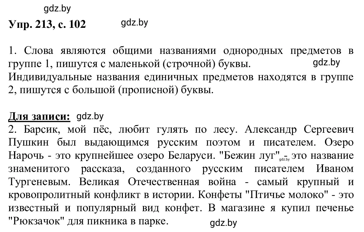 Решение 2. номер 213 (страница 102) гдз по русскому языку 6 класс Мурина, Игнатович, учебник