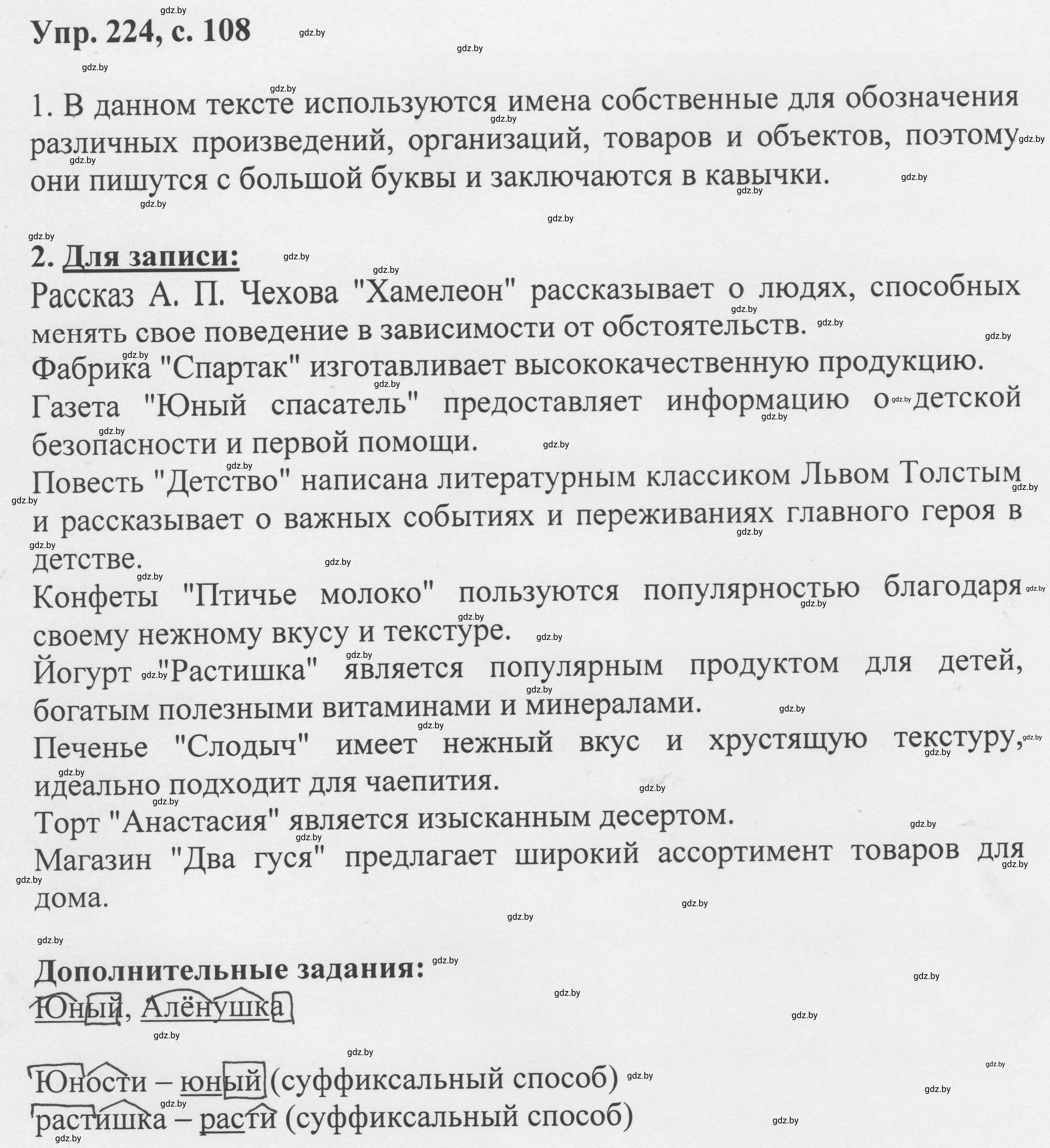 Решение 2. номер 224 (страница 108) гдз по русскому языку 6 класс Мурина, Игнатович, учебник