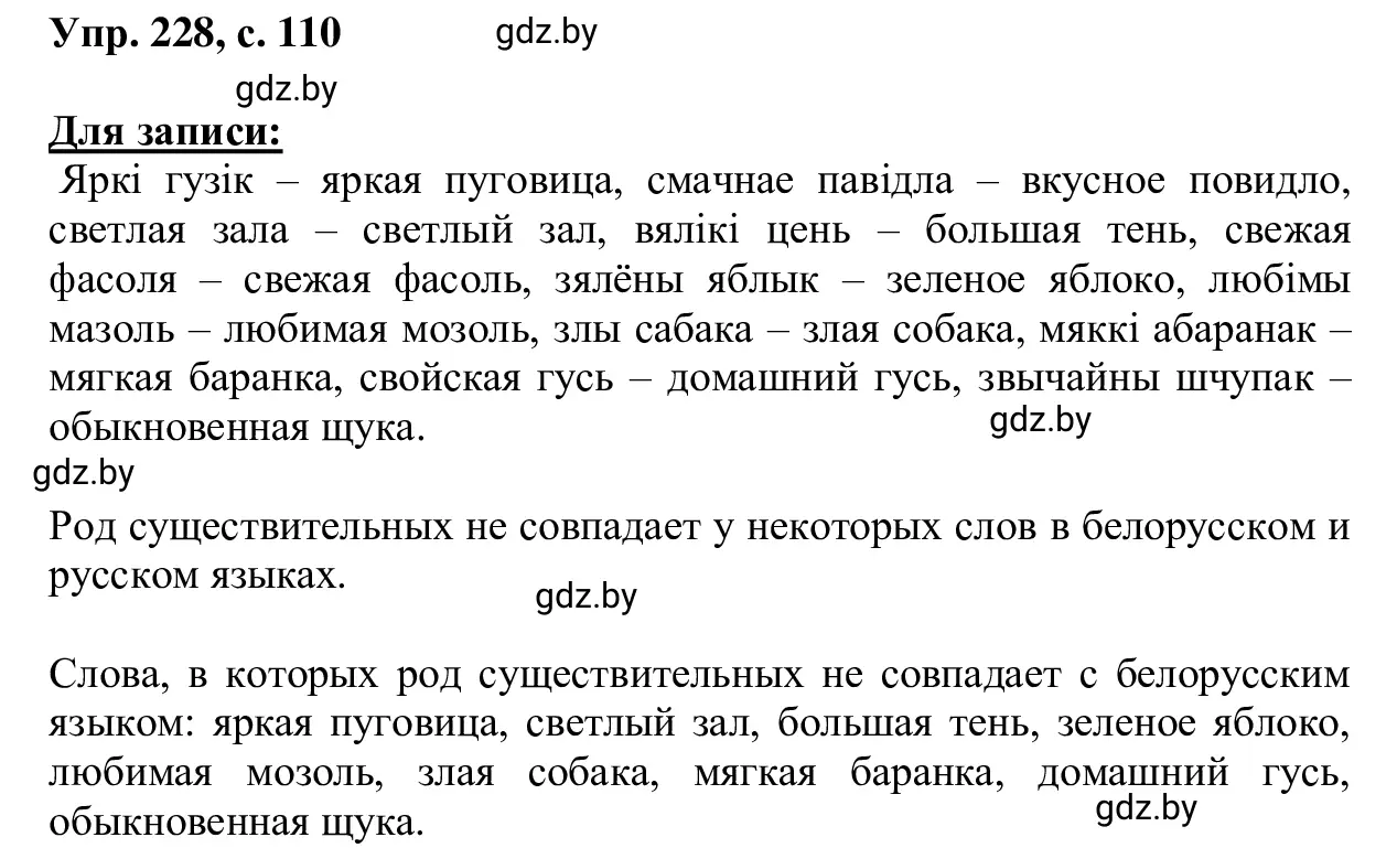 Решение 2. номер 228 (страница 110) гдз по русскому языку 6 класс Мурина, Игнатович, учебник