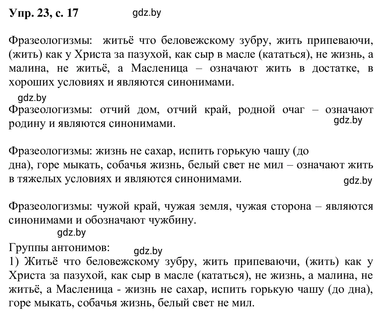 Решение 2. номер 23 (страница 17) гдз по русскому языку 6 класс Мурина, Игнатович, учебник