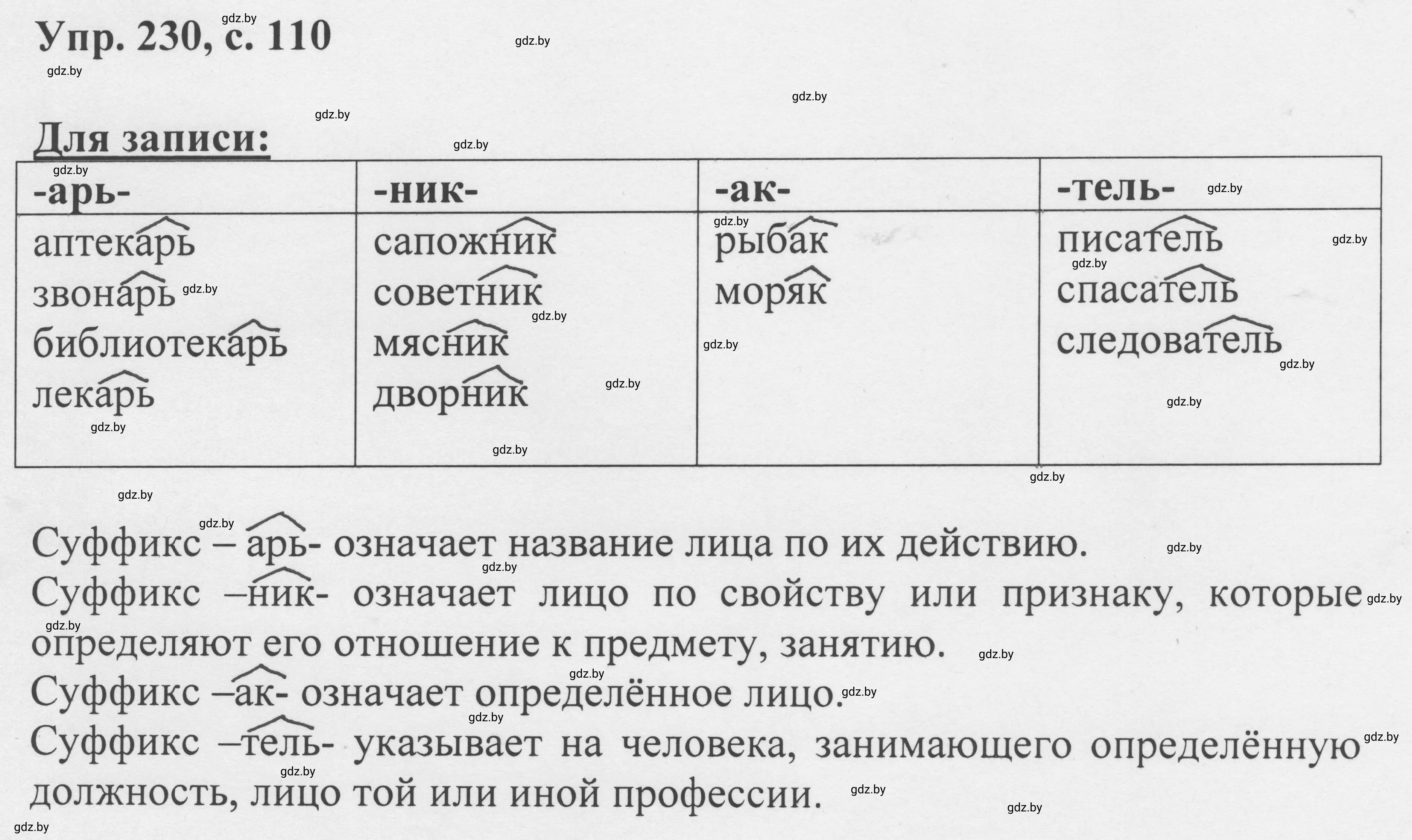 Решение 2. номер 230 (страница 110) гдз по русскому языку 6 класс Мурина, Игнатович, учебник