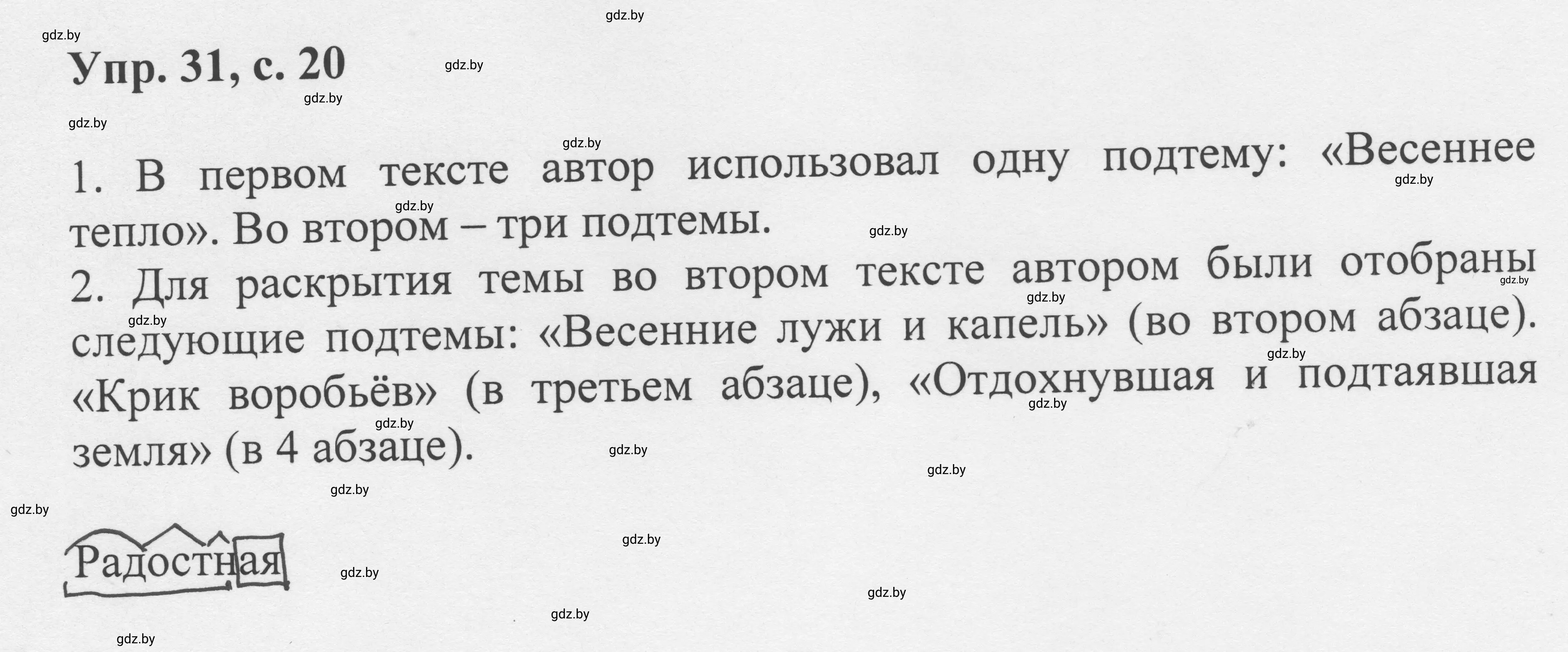 Решение 2. номер 31 (страница 20) гдз по русскому языку 6 класс Мурина, Игнатович, учебник