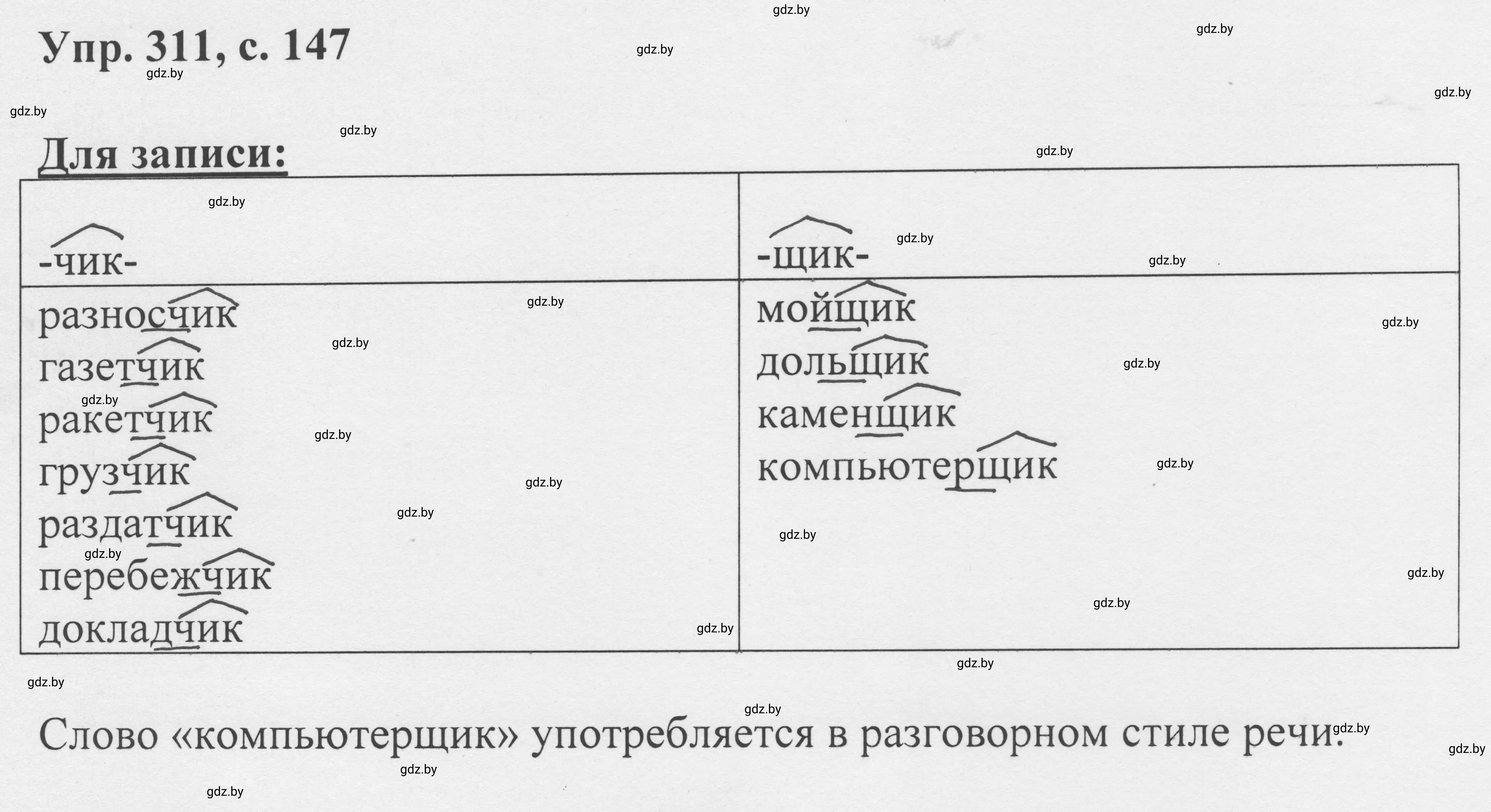 Решение 2. номер 311 (страница 147) гдз по русскому языку 6 класс Мурина, Игнатович, учебник