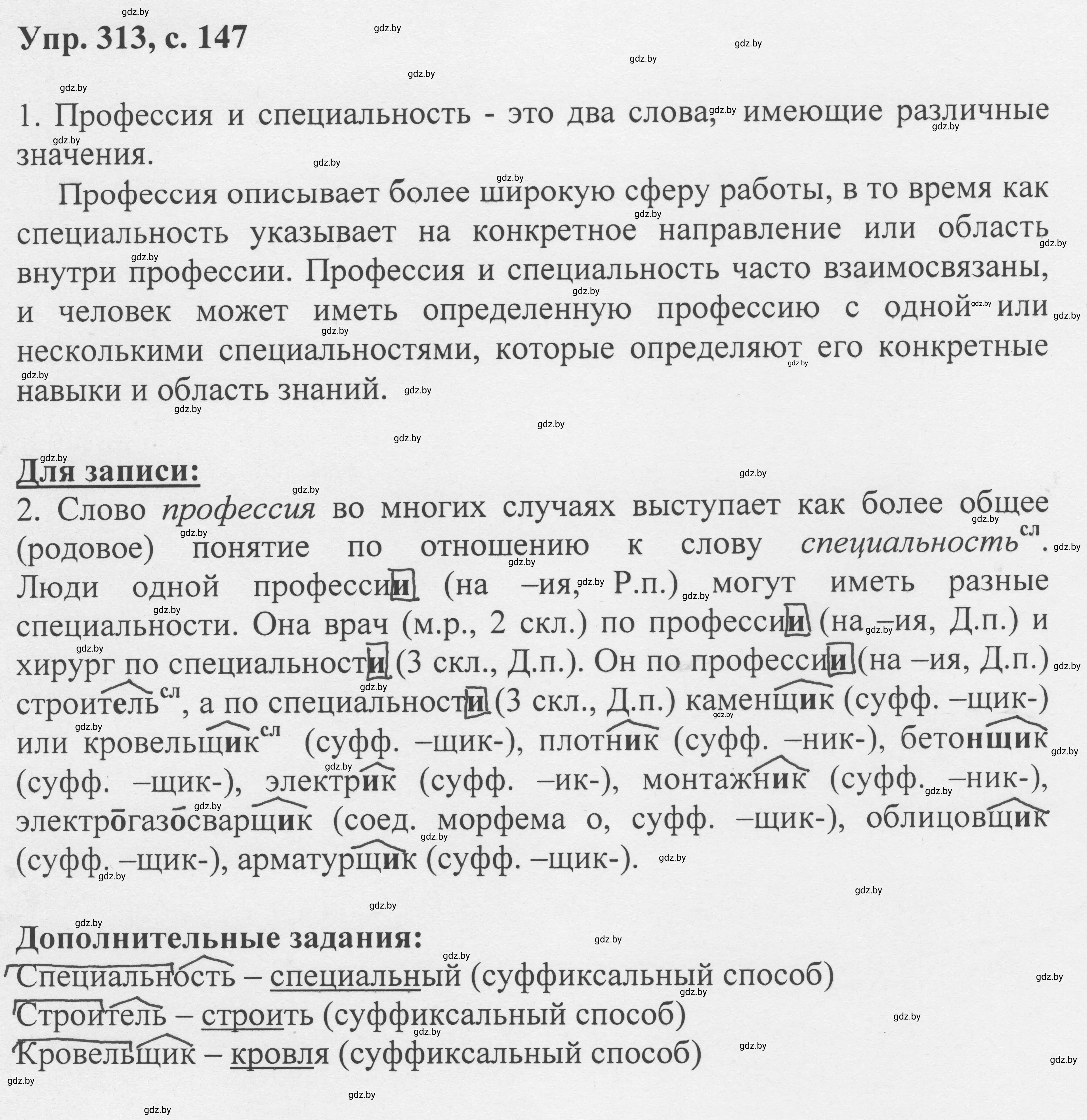 Решение 2. номер 313 (страница 147) гдз по русскому языку 6 класс Мурина, Игнатович, учебник