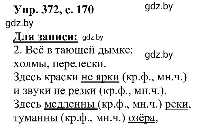 Решение 2. номер 372 (страница 170) гдз по русскому языку 6 класс Мурина, Игнатович, учебник