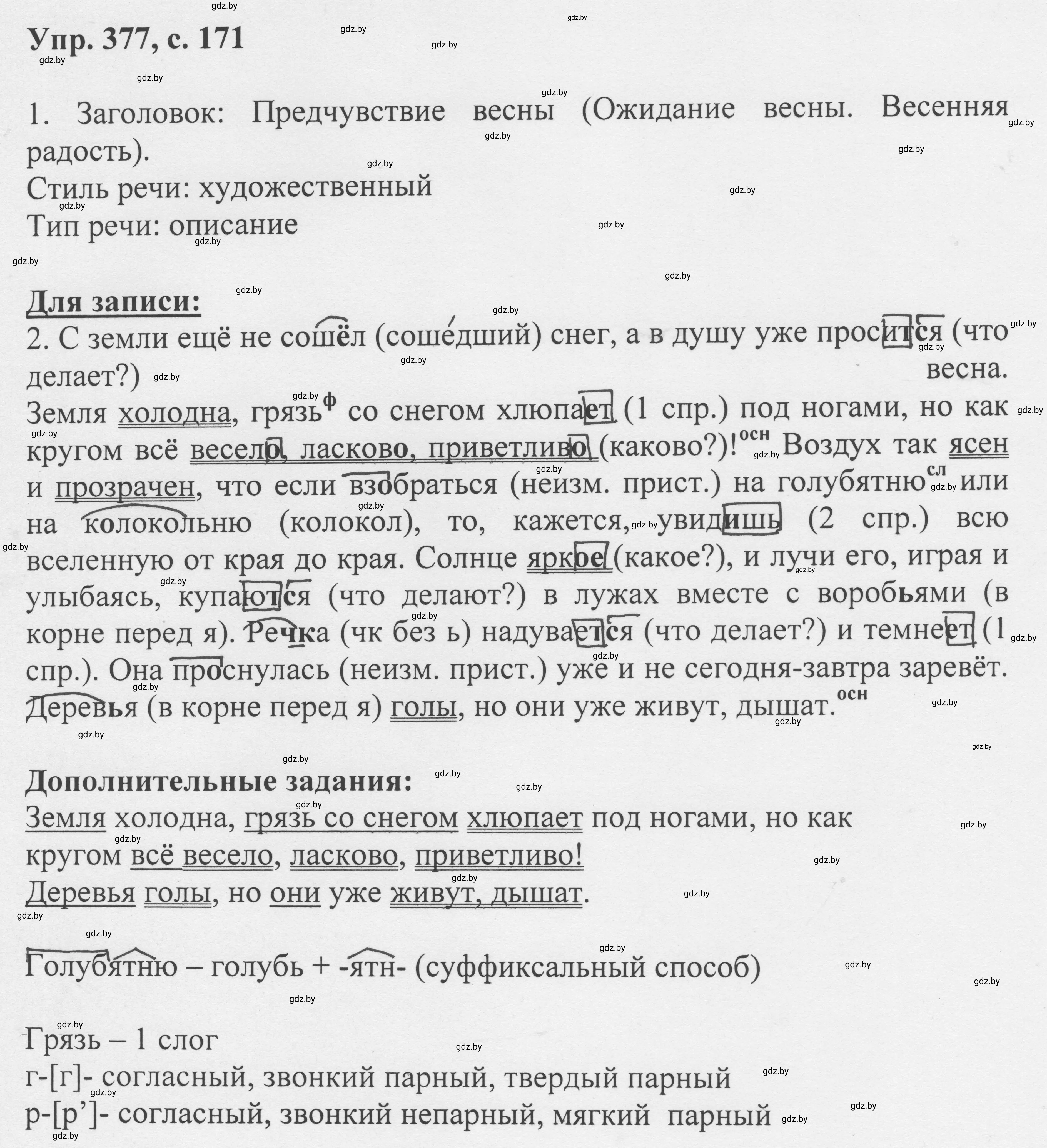 Решение 2. номер 377 (страница 171) гдз по русскому языку 6 класс Мурина, Игнатович, учебник