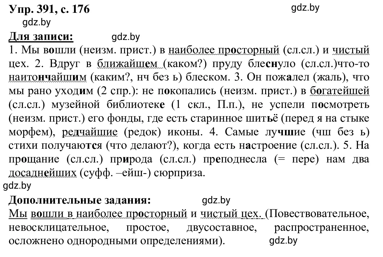 Решение 2. номер 391 (страница 176) гдз по русскому языку 6 класс Мурина, Игнатович, учебник