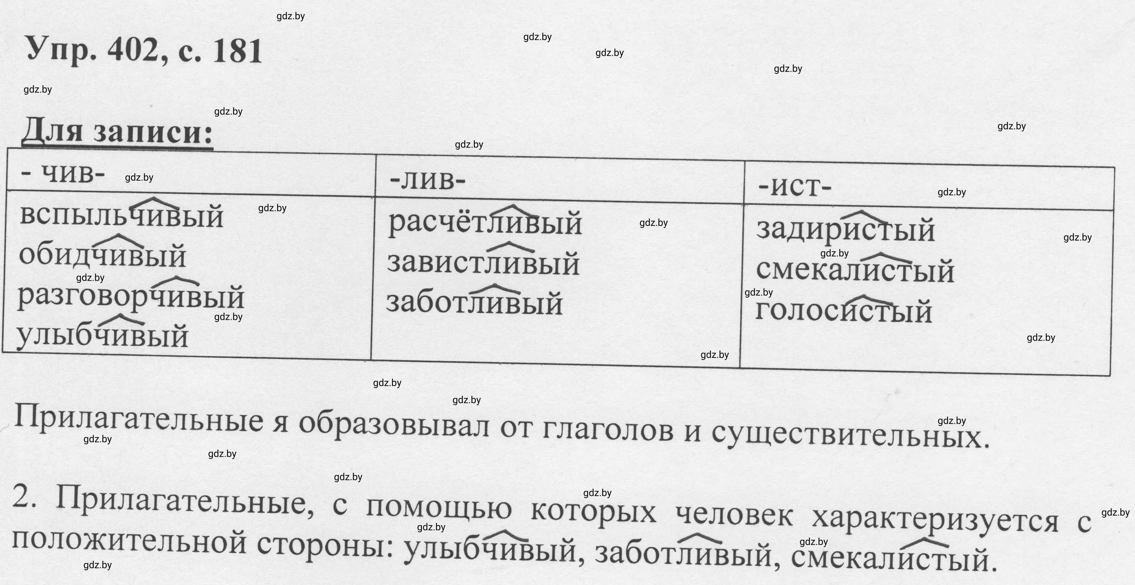 Решение 2. номер 402 (страница 181) гдз по русскому языку 6 класс Мурина, Игнатович, учебник