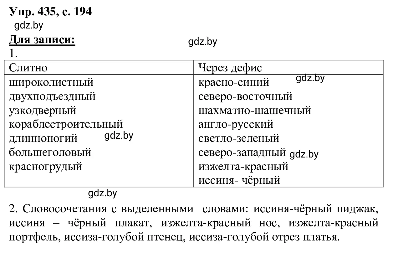 Решение 2. номер 435 (страница 194) гдз по русскому языку 6 класс Мурина, Игнатович, учебник