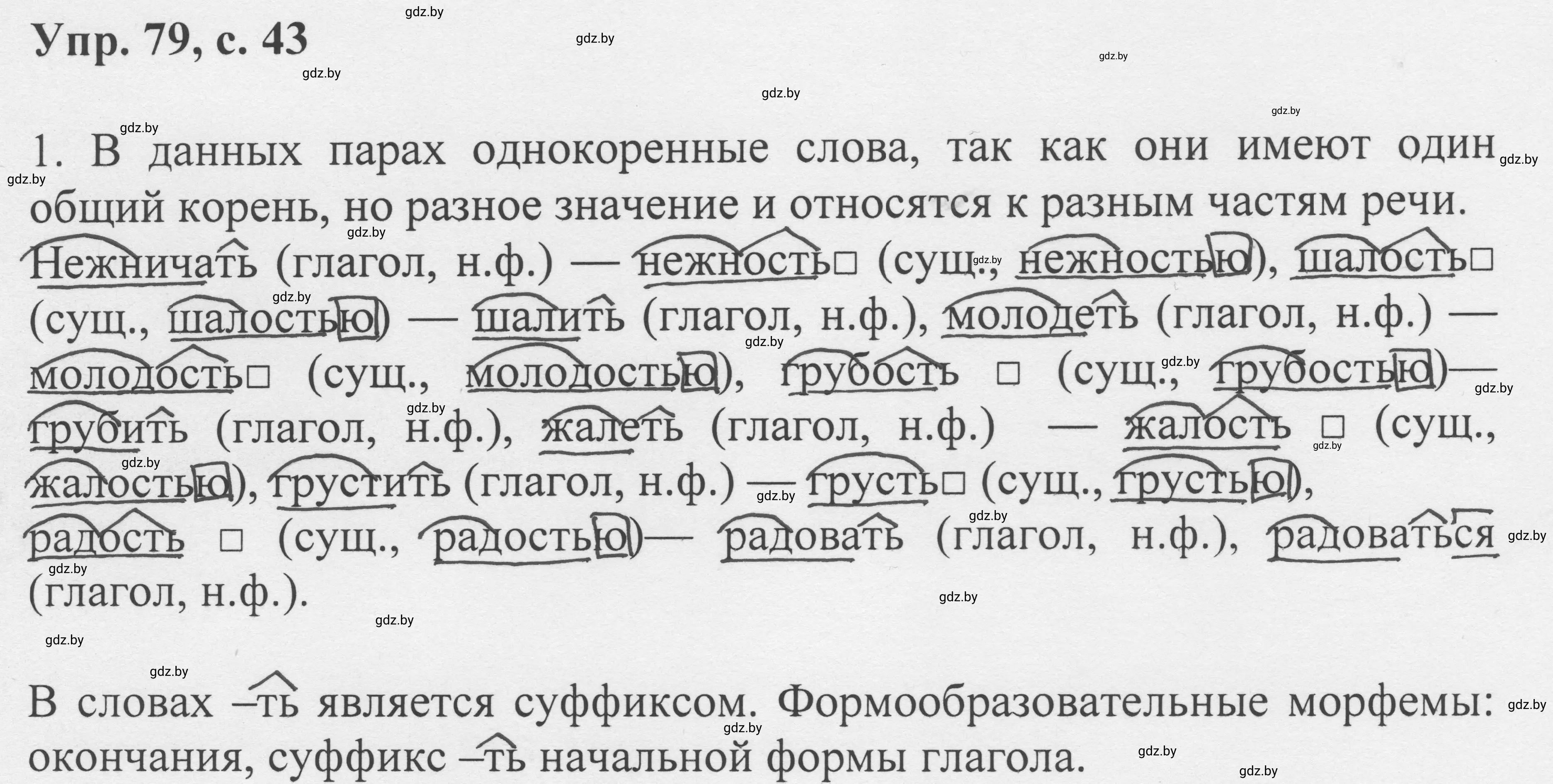 Решение 2. номер 79 (страница 43) гдз по русскому языку 6 класс Мурина, Игнатович, учебник