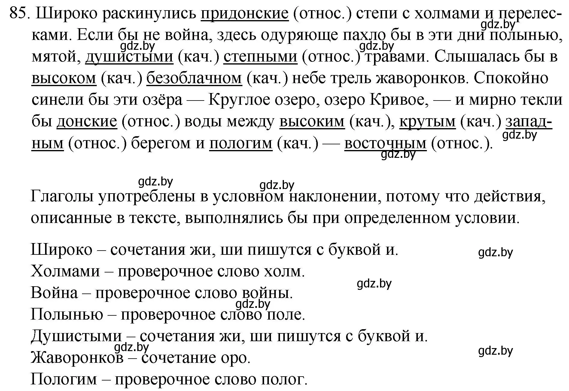 Решение номер 85 (страница 49) гдз по русскому языку 7 класс Волынец, Литвинко, учебник