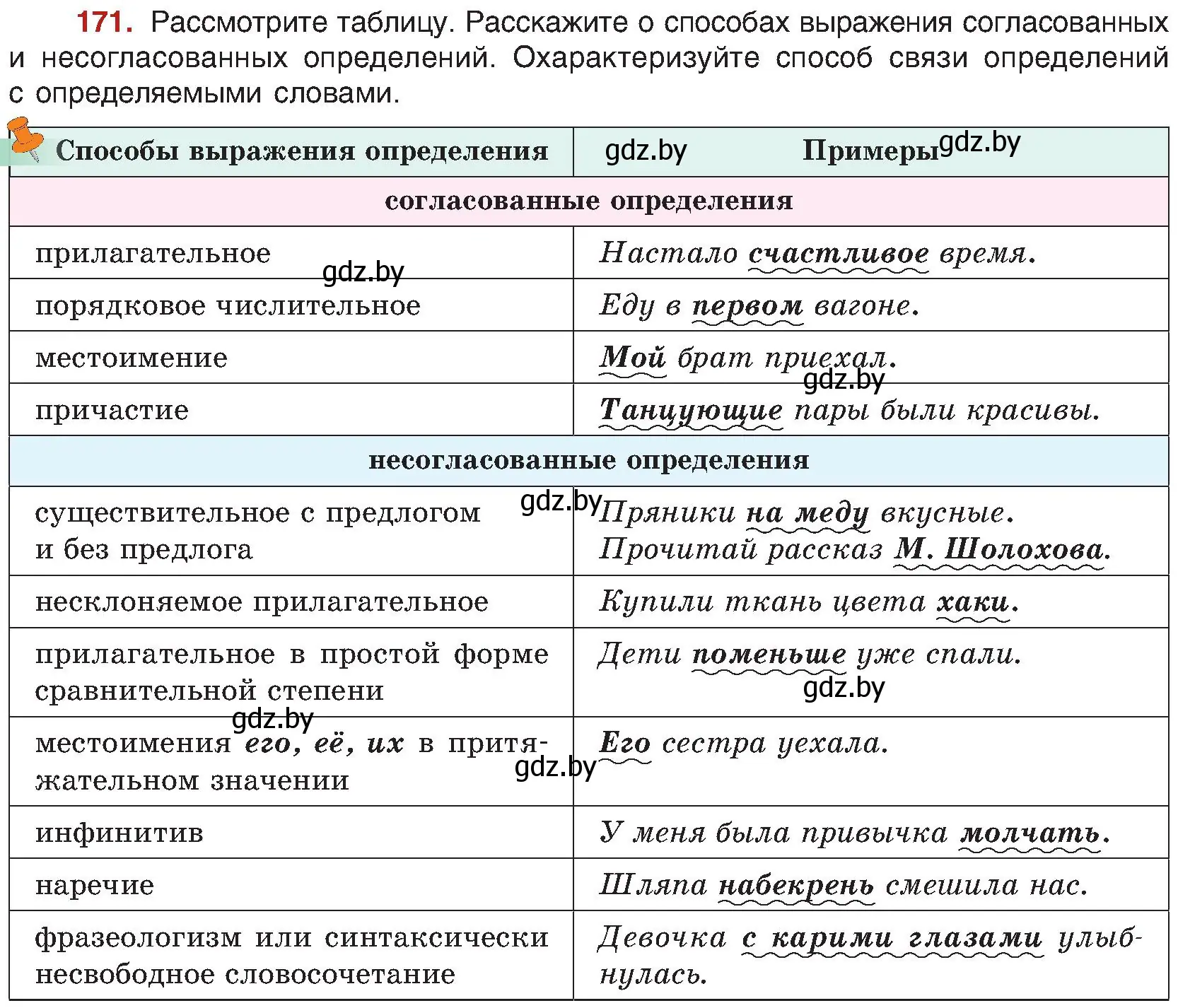 Условие номер 171 (страница 96) гдз по русскому языку 8 класс Мурина, Долбик, учебник