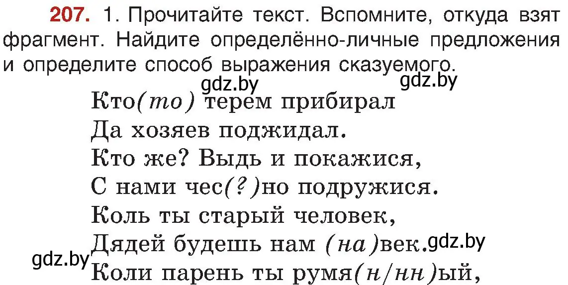 Условие номер 207 (страница 113) гдз по русскому языку 8 класс Мурина, Долбик, учебник