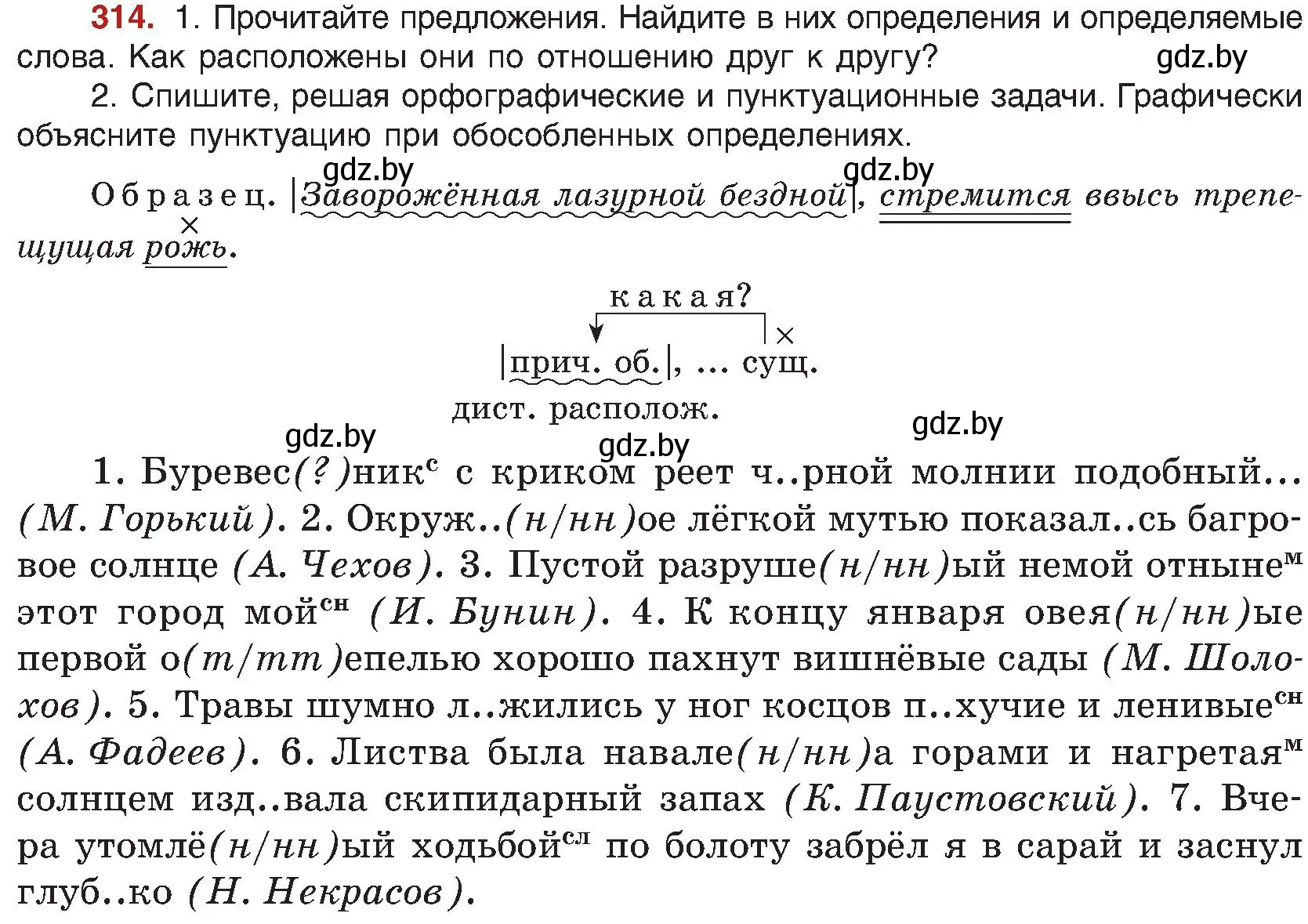 Условие номер 314 (страница 171) гдз по русскому языку 8 класс Мурина, Долбик, учебник