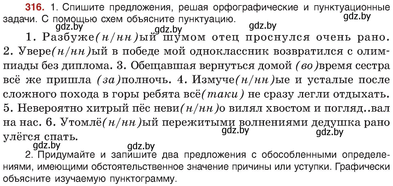 Условие номер 316 (страница 172) гдз по русскому языку 8 класс Мурина, Долбик, учебник