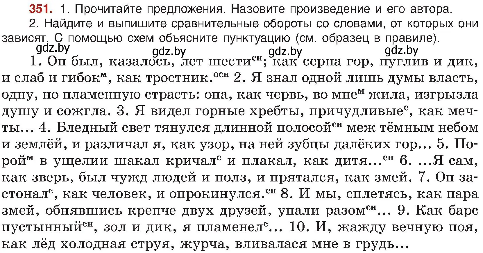 Условие номер 351 (страница 193) гдз по русскому языку 8 класс Мурина, Долбик, учебник