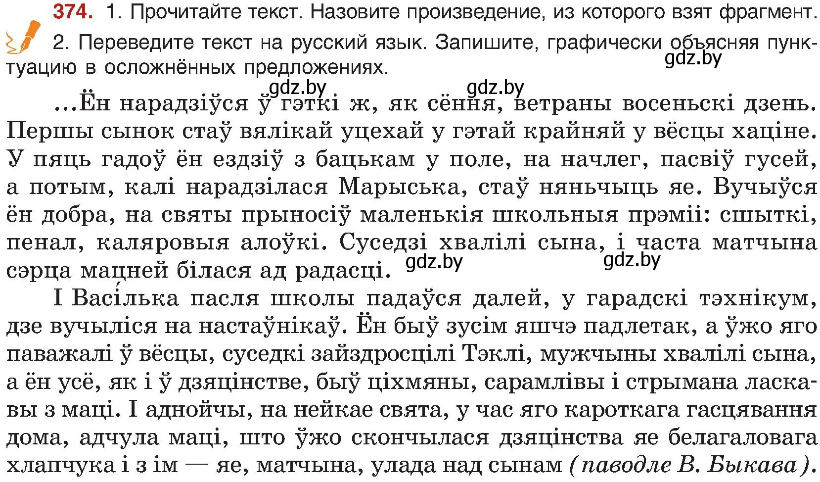 Условие номер 374 (страница 204) гдз по русскому языку 8 класс Мурина, Долбик, учебник