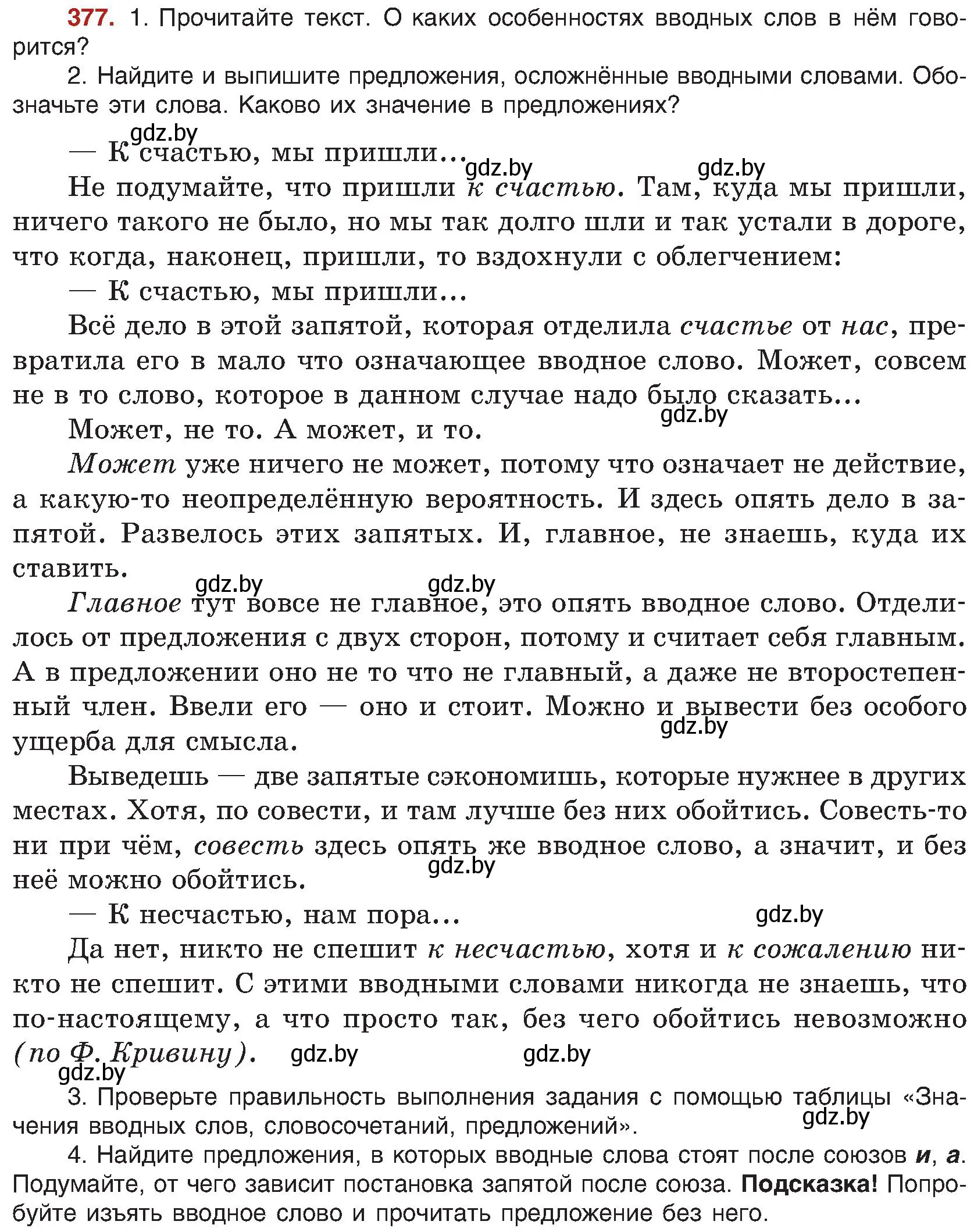 Условие номер 377 (страница 207) гдз по русскому языку 8 класс Мурина, Долбик, учебник