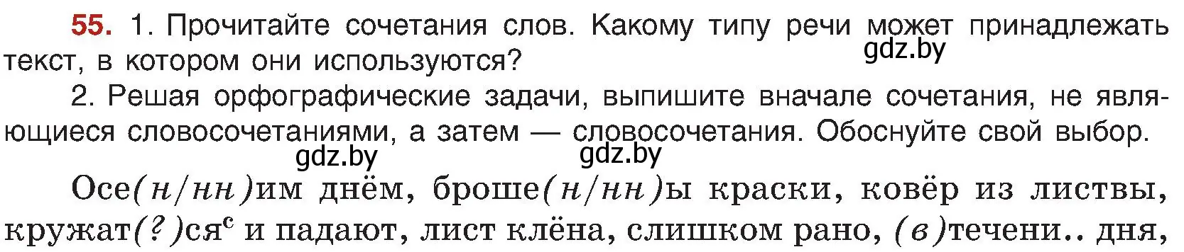 Условие номер 55 (страница 39) гдз по русскому языку 8 класс Мурина, Долбик, учебник