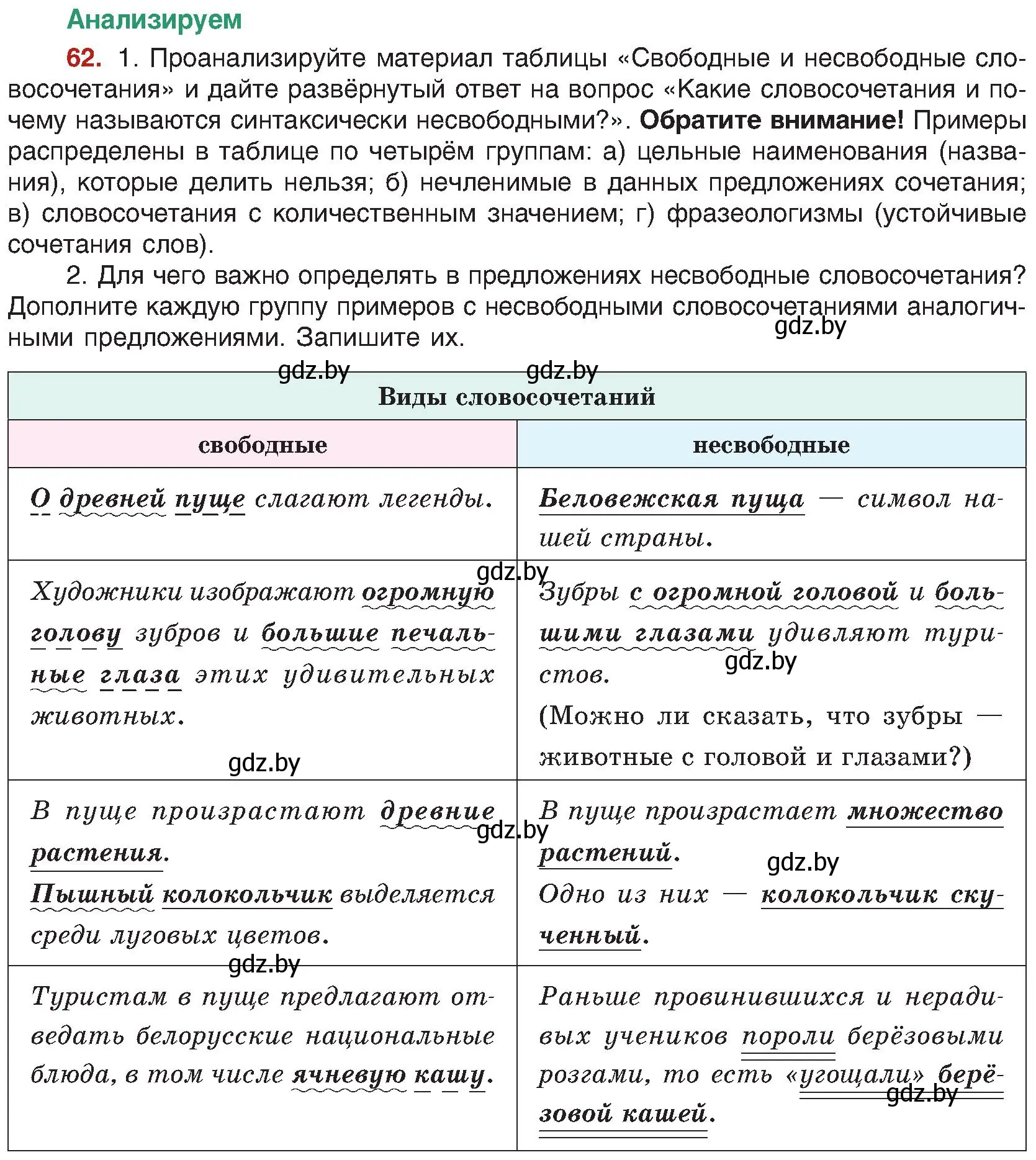 Условие номер 62 (страница 44) гдз по русскому языку 8 класс Мурина, Долбик, учебник