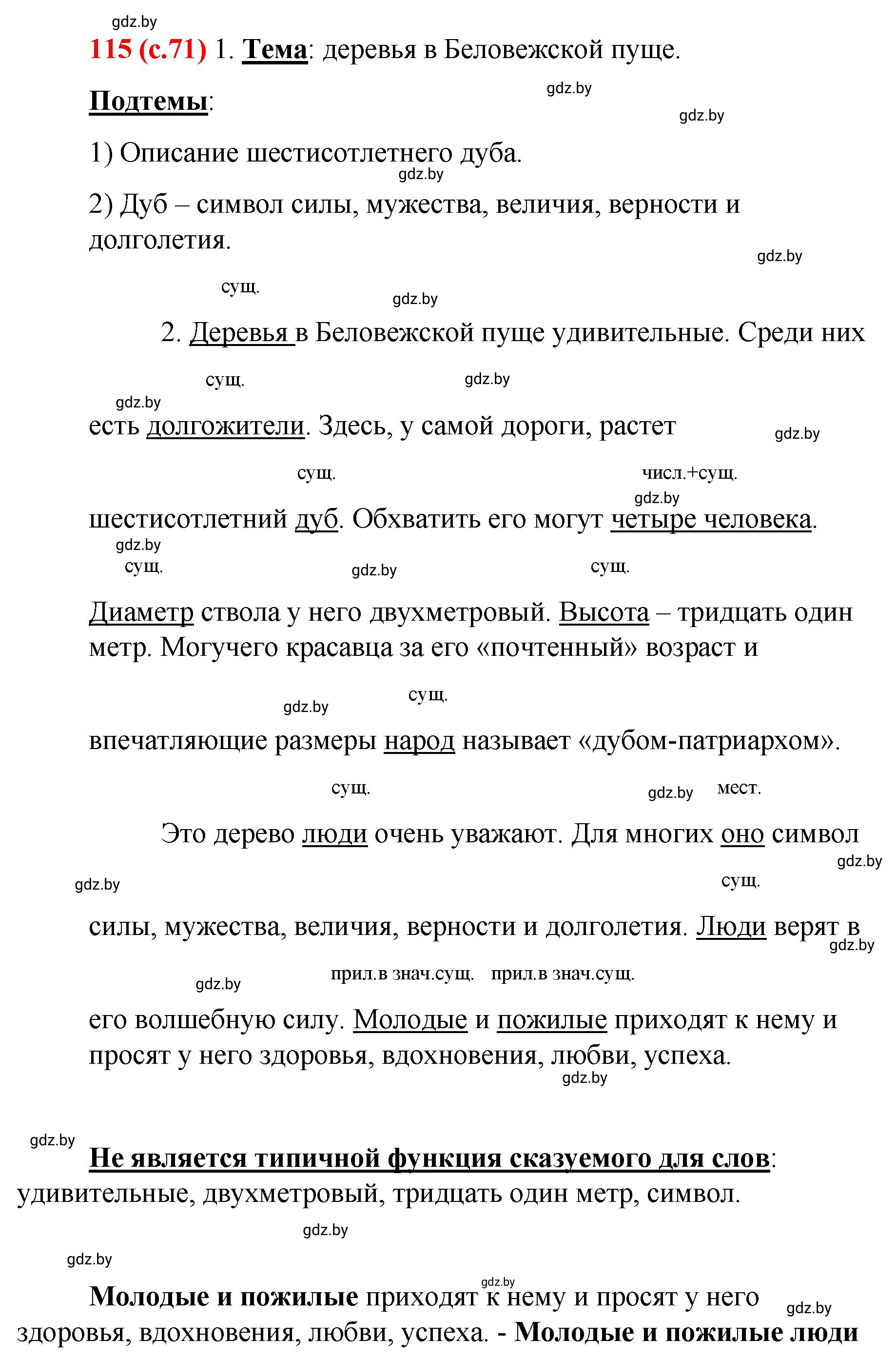 Решение номер 115 (страница 71) гдз по русскому языку 8 класс Мурина, Долбик, учебник