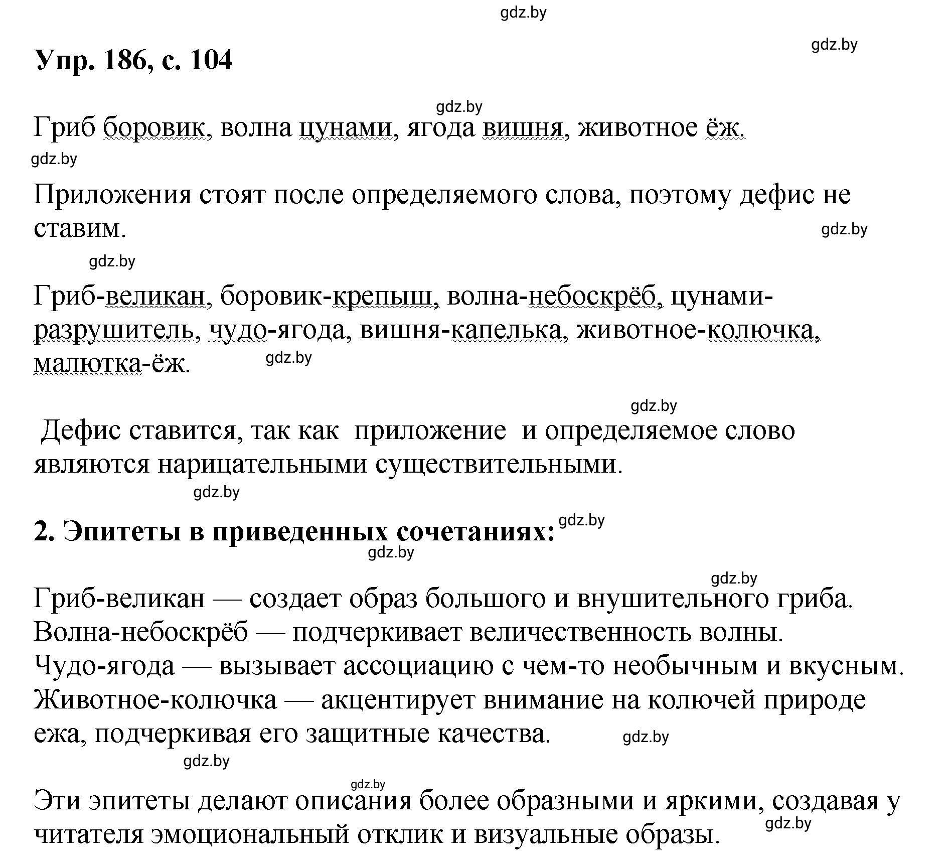 Решение номер 186 (страница 104) гдз по русскому языку 8 класс Мурина, Долбик, учебник