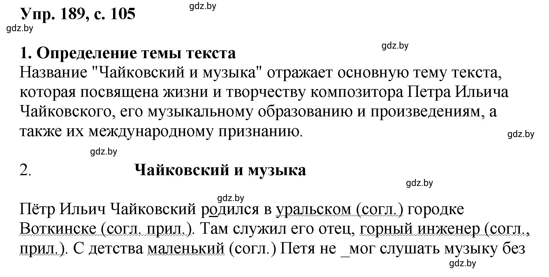 Решение номер 189 (страница 105) гдз по русскому языку 8 класс Мурина, Долбик, учебник