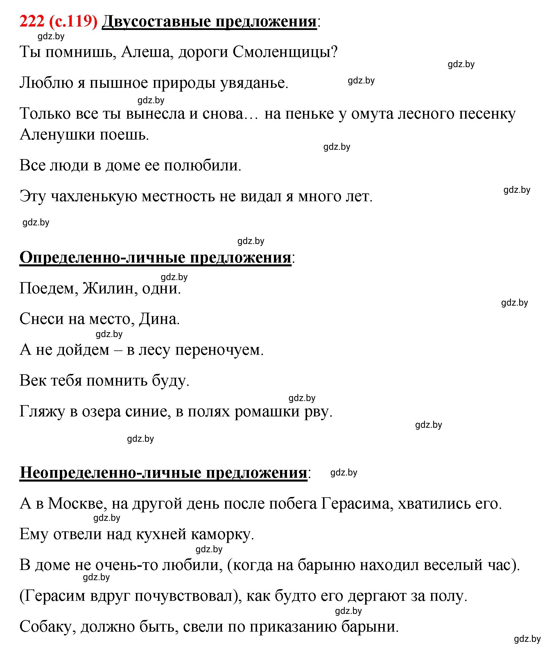 Решение номер 222 (страница 119) гдз по русскому языку 8 класс Мурина, Долбик, учебник