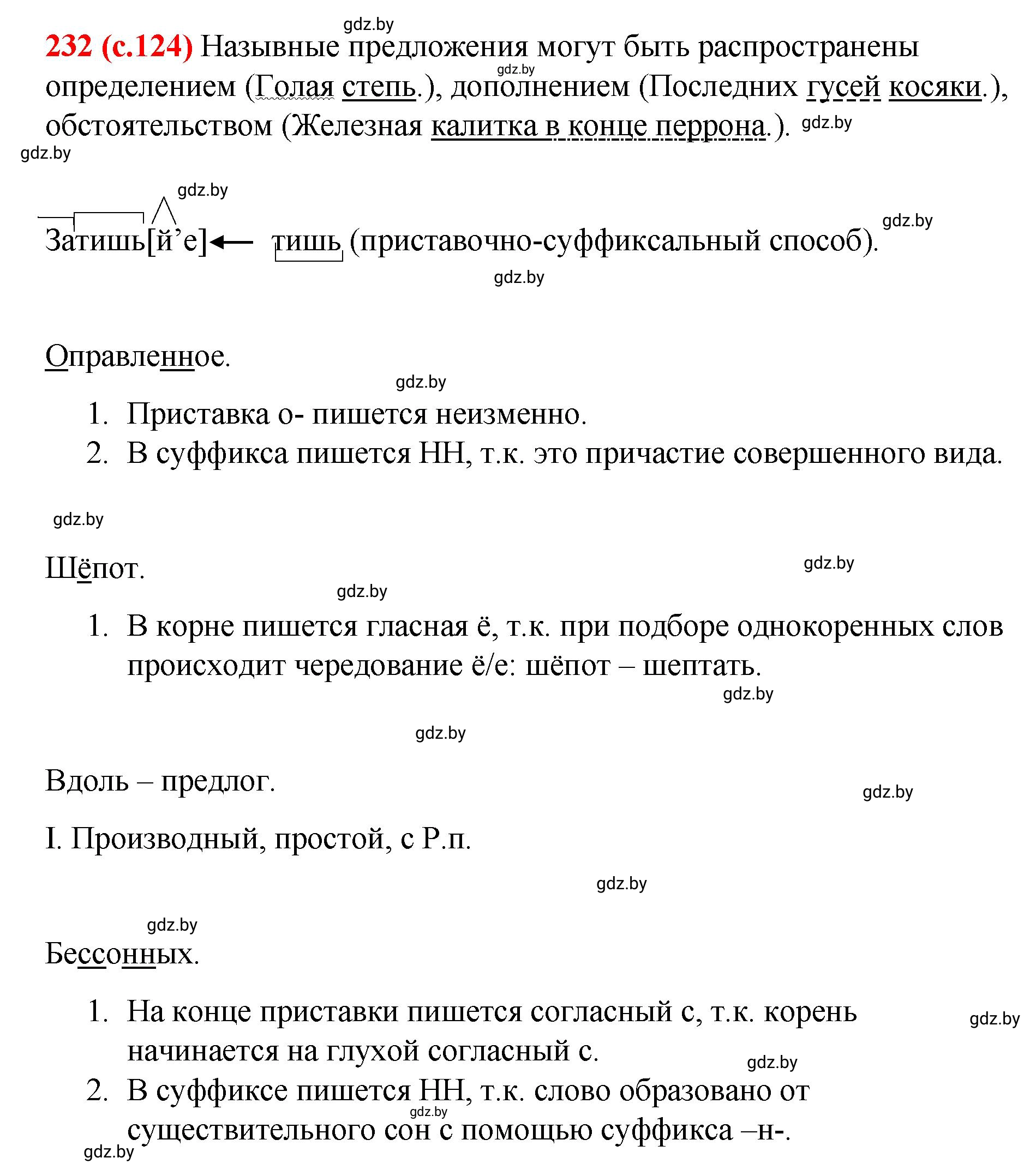 Решение номер 232 (страница 124) гдз по русскому языку 8 класс Мурина, Долбик, учебник