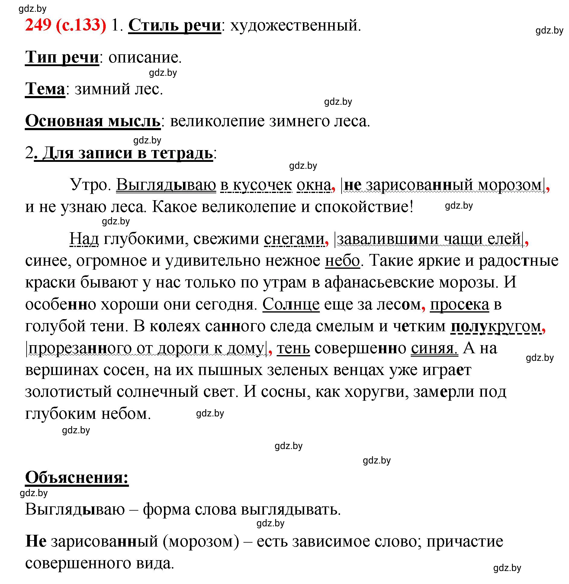 Решение номер 249 (страница 133) гдз по русскому языку 8 класс Мурина, Долбик, учебник