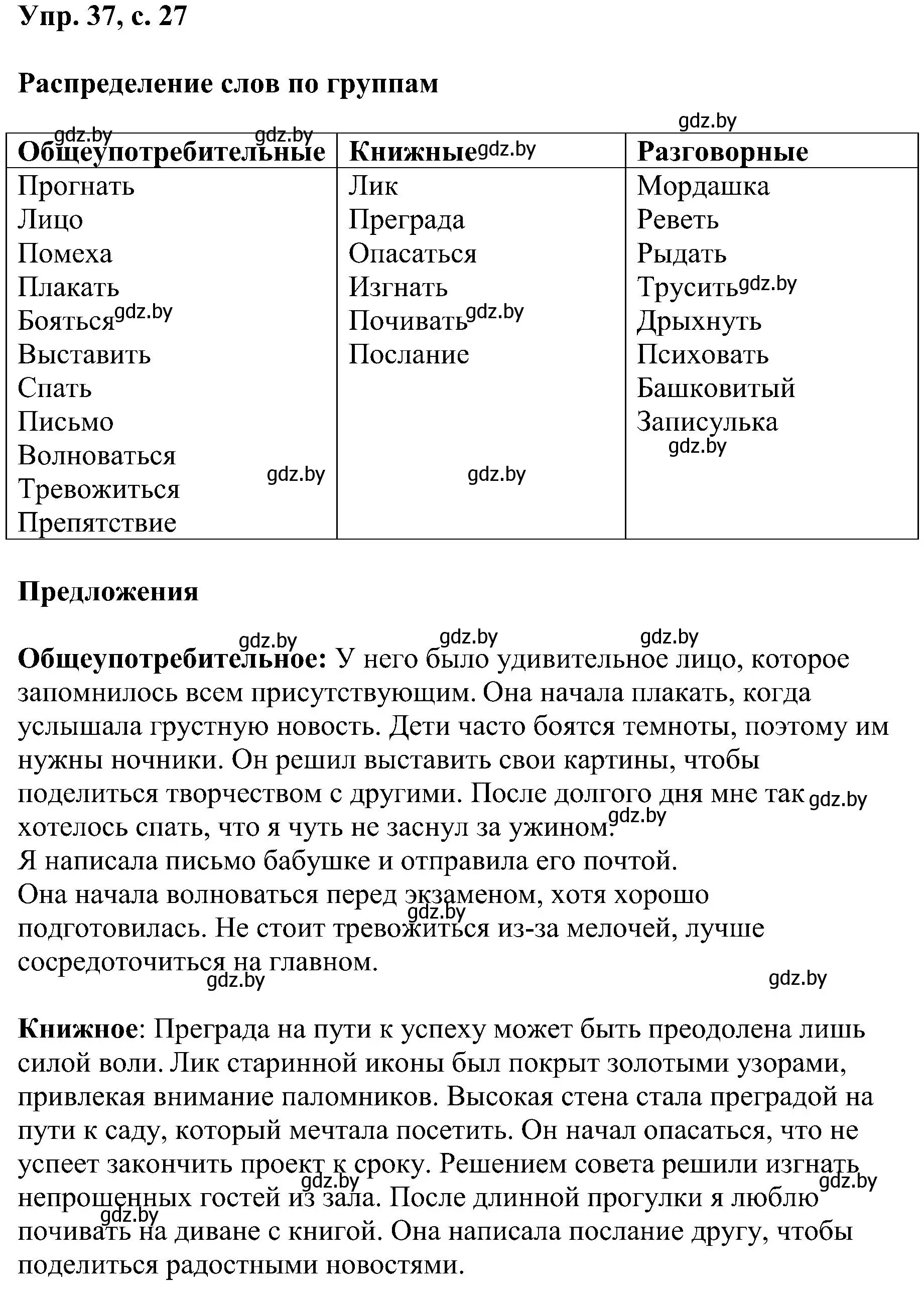 Решение номер 37 (страница 27) гдз по русскому языку 8 класс Мурина, Долбик, учебник