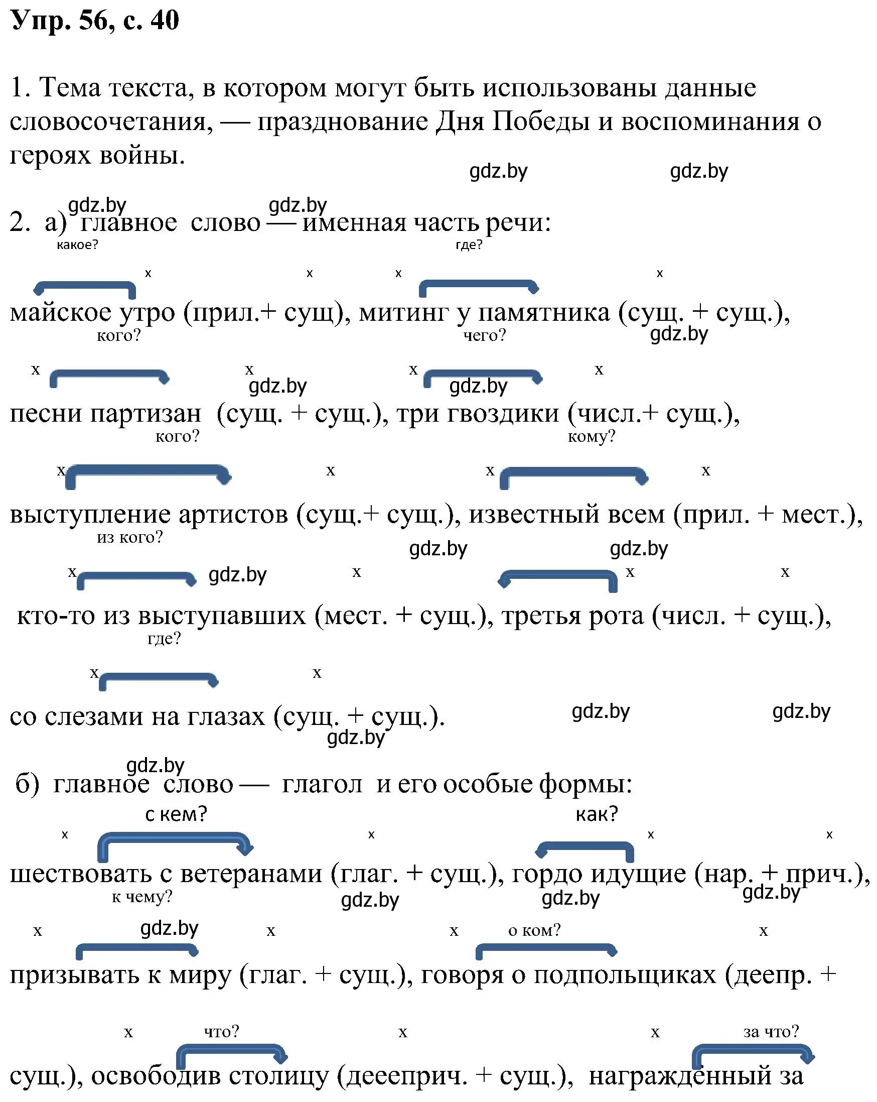 Решение номер 56 (страница 40) гдз по русскому языку 8 класс Мурина, Долбик, учебник