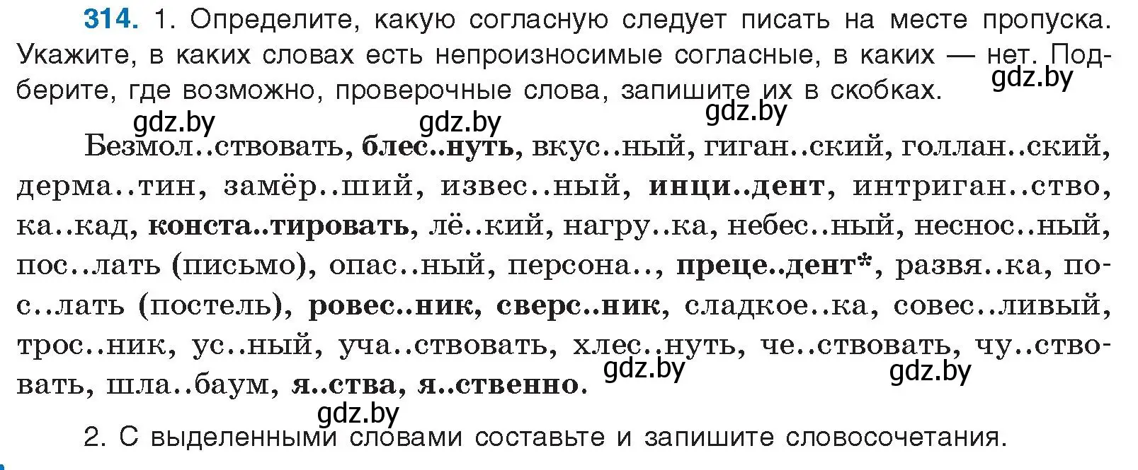 Условие номер 314 (страница 166) гдз по русскому языку 10 класс Леонович, Волынец, учебник