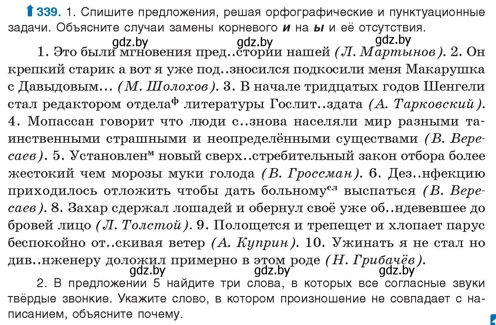 Условие номер 339 (страница 179) гдз по русскому языку 10 класс Леонович, Волынец, учебник