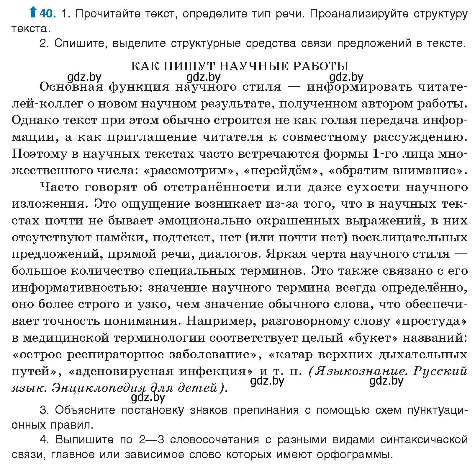 Условие номер 40 (страница 32) гдз по русскому языку 10 класс Леонович, Волынец, учебник