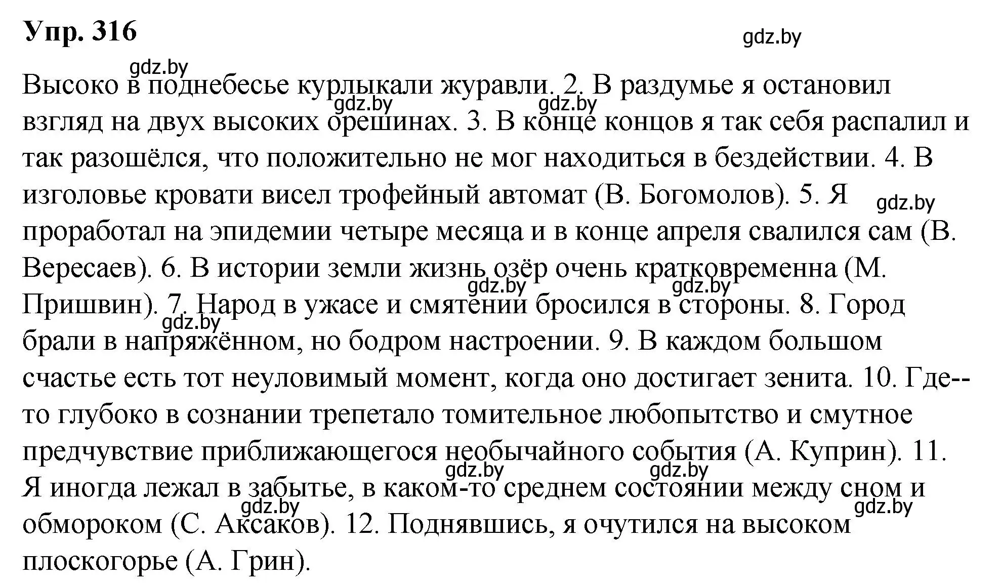 Решение номер 316 (страница 167) гдз по русскому языку 10 класс Леонович, Волынец, учебник