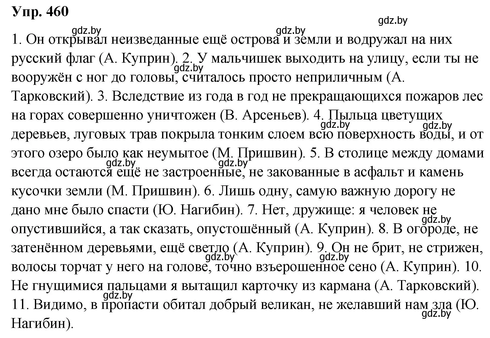 Решение номер 460 (страница 249) гдз по русскому языку 10 класс Леонович, Волынец, учебник