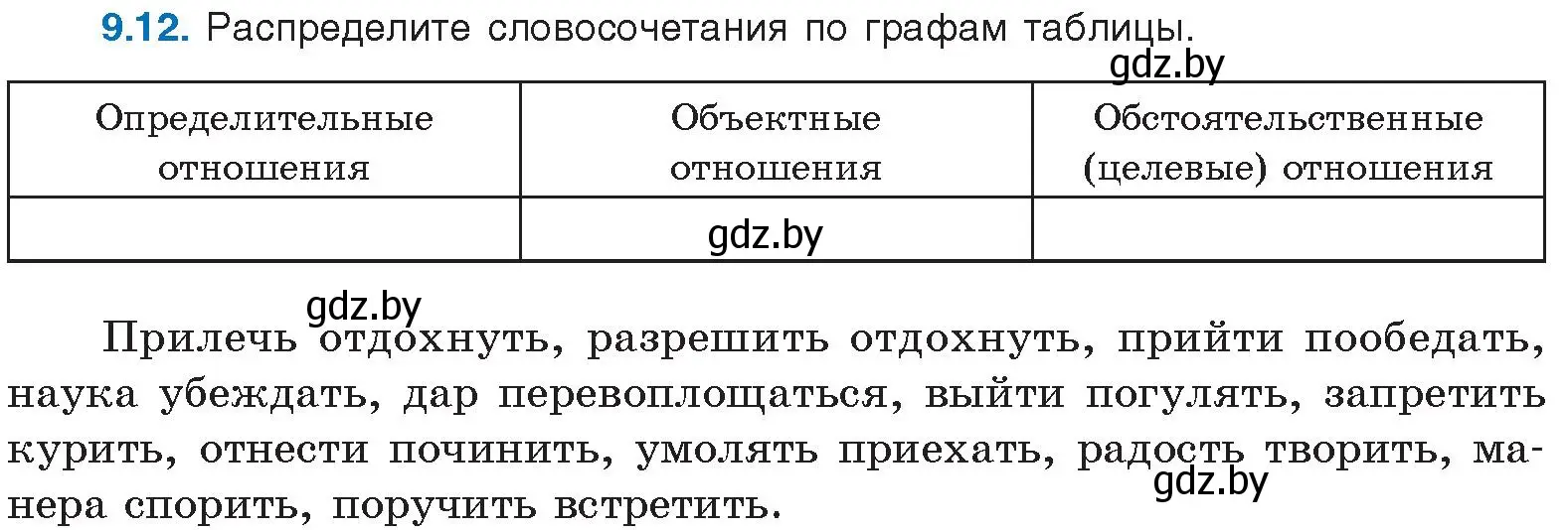 Условие номер 9.12 (страница 56) гдз по русскому языку 11 класс Долбик, Литвинко, учебник