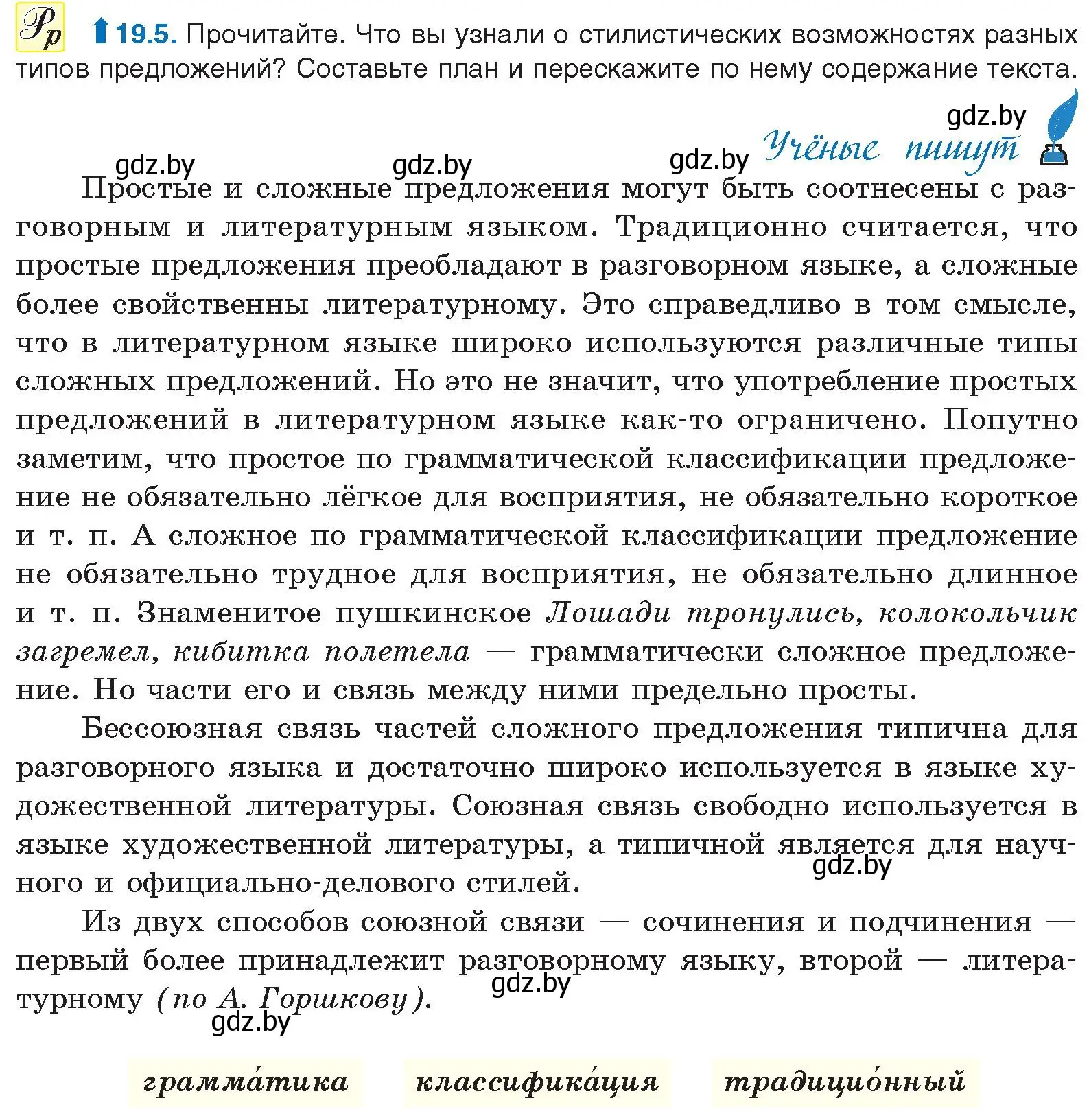 Условие номер 19.5 (страница 128) гдз по русскому языку 11 класс Долбик, Литвинко, учебник