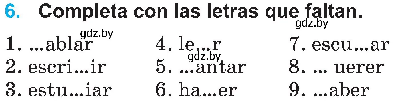 Условие номер 6 (страница 36) гдз по испанскому языку 3 класс Гриневич, Пониматко, учебник 2 часть