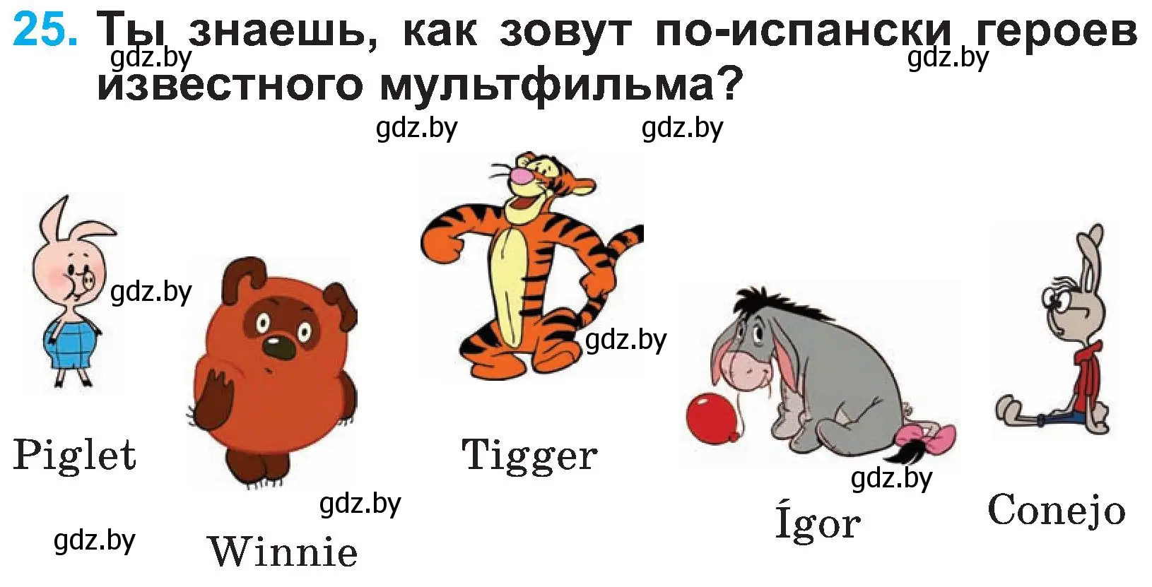 Условие номер 25 (страница 53) гдз по испанскому языку 3 класс Гриневич, Пониматко, учебник 1 часть