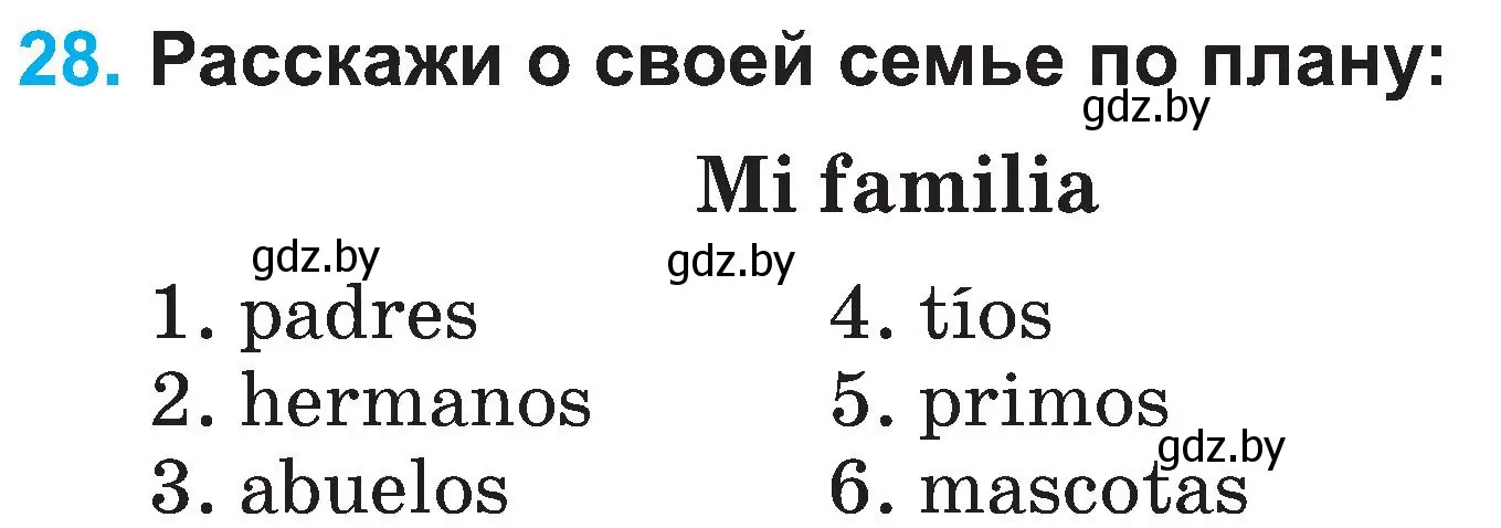 Условие номер 28 (страница 92) гдз по испанскому языку 3 класс Гриневич, Пониматко, учебник 1 часть