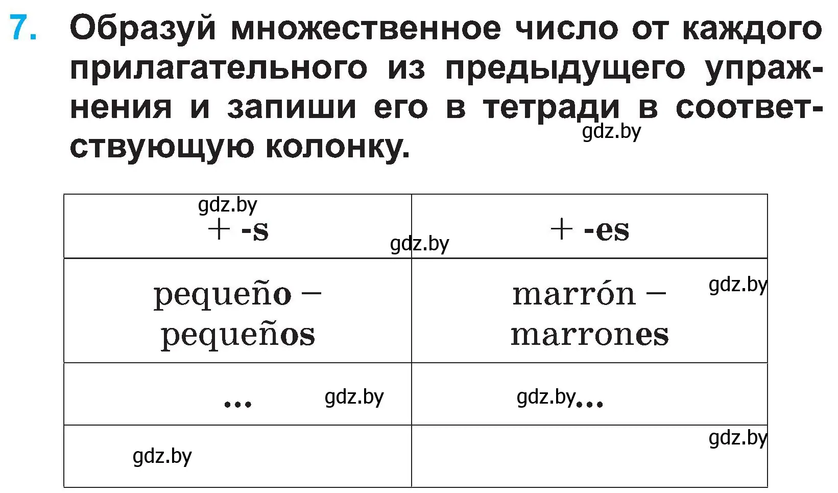 Условие номер 7 (страница 99) гдз по испанскому языку 3 класс Гриневич, Пониматко, учебник 1 часть