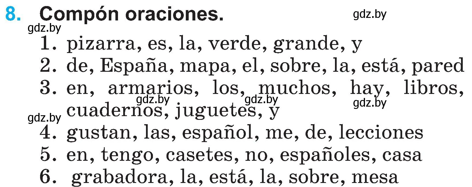 Условие номер 8 (страница 17) гдз по испанскому языку 3 класс Гриневич, Пониматко, учебник 2 часть