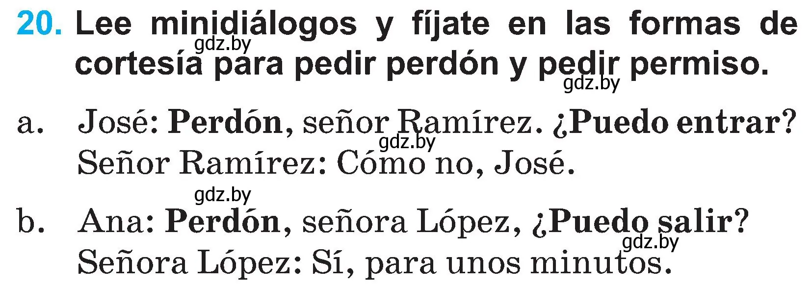 Условие номер 20 (страница 29) гдз по испанскому языку 3 класс Гриневич, Пониматко, учебник 2 часть