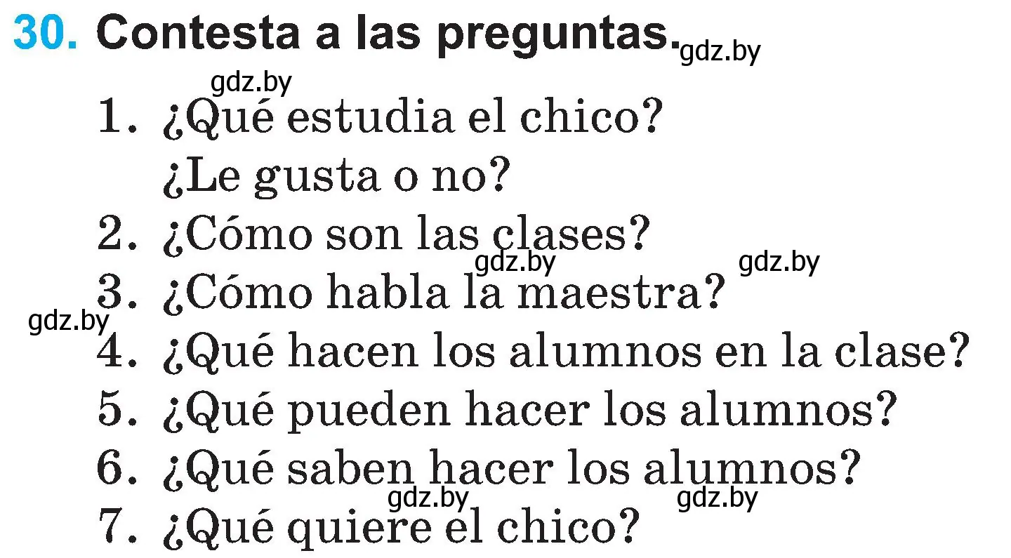 Условие номер 30 (страница 33) гдз по испанскому языку 3 класс Гриневич, Пониматко, учебник 2 часть