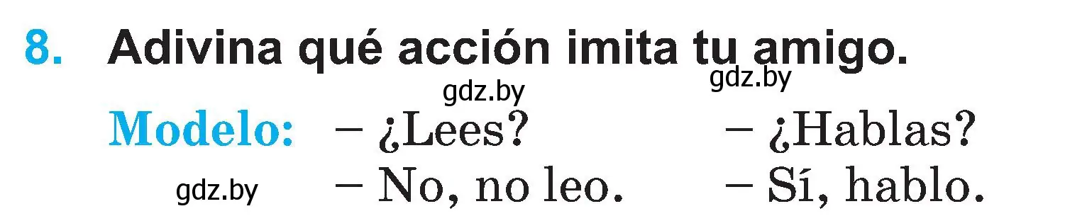 Условие номер 8 (страница 25) гдз по испанскому языку 3 класс Гриневич, Пониматко, учебник 2 часть