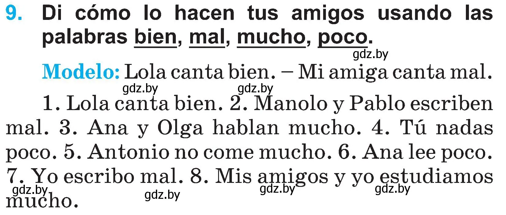 Условие номер 9 (страница 25) гдз по испанскому языку 3 класс Гриневич, Пониматко, учебник 2 часть