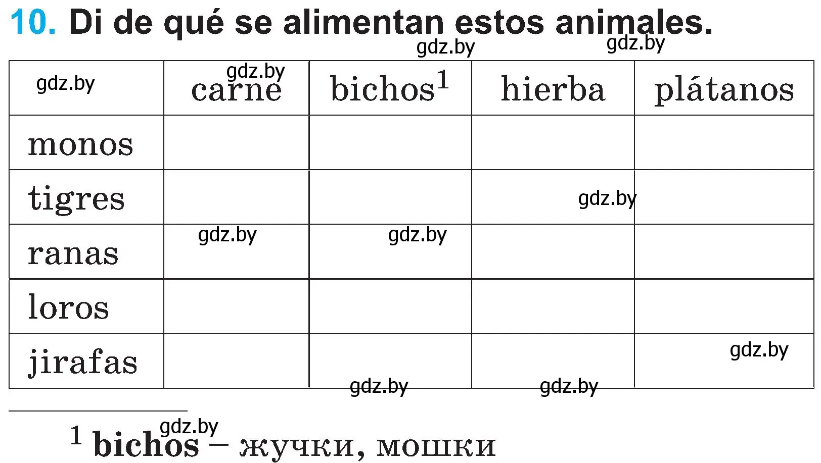 Условие номер 10 (страница 79) гдз по испанскому языку 3 класс Гриневич, Пониматко, учебник 2 часть